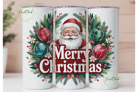 Festive Santa 20oz Tumbler Wrap Sublimation PixelChick 