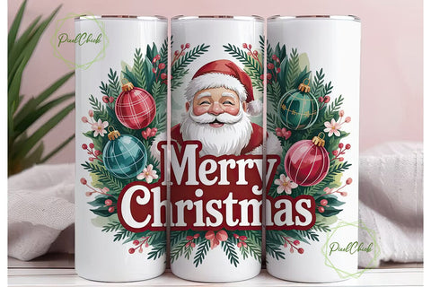 Festive Santa 20oz Tumbler Wrap Sublimation PixelChick 