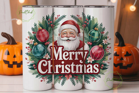 Festive Santa 20oz Tumbler Wrap Sublimation PixelChick 