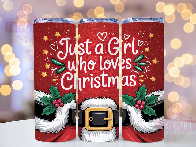 Festive Santa Belt Christmas Tumbler, Santa Belt Wrap, Red Glitter Sublimation, Holiday Cheer Cup, 20Oz Skinny Tumbler Wrap, Festive Santa Mug, Cute Christmas Design Sublimation SvggirlplusArt 
