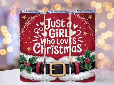Festive Santa Belt Christmas Tumbler, Santa Belt Wrap, Red Glitter Sublimation, Holiday Cheer Cup, 20Oz Skinny Tumbler Wrap, Festive Santa Mug, Cute Christmas Design Sublimation SvggirlplusArt 