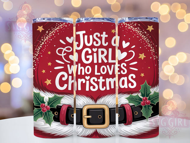Festive Santa Belt Christmas Tumbler, Santa Belt Wrap, Red Glitter Sublimation, Holiday Cheer Cup, 20Oz Skinny Tumbler Wrap, Festive Santa Mug, Cute Christmas Design Sublimation SvggirlplusArt 
