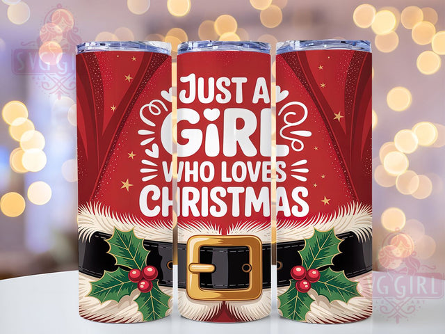 Festive Santa Belt Christmas Tumbler, Santa Belt Wrap, Red Glitter Sublimation, Holiday Cheer Cup, 20Oz Skinny Tumbler Wrap, Festive Santa Mug, Cute Christmas Design Sublimation SvggirlplusArt 