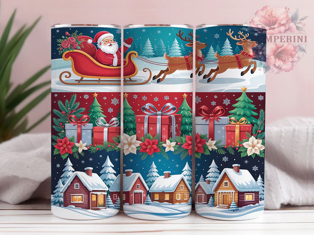 Festive Santa Claus Christmas Tumbler, Festive Santa Wrap, Holiday Santa Sublimation, Jolly Christmas Cup, 20Oz Skinny Tumbler Wrap, Classic Santa Mug, Traditional Holiday Design Sublimation Li Zamperini 