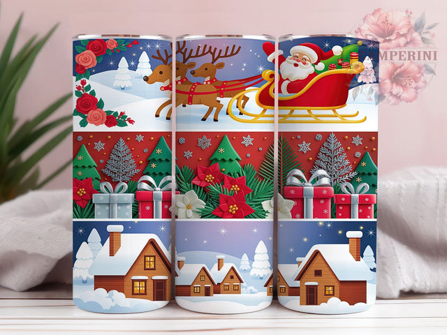 Festive Santa Claus Christmas Tumbler, Festive Santa Wrap, Holiday Santa Sublimation, Jolly Christmas Cup, 20Oz Skinny Tumbler Wrap, Classic Santa Mug, Traditional Holiday Design Sublimation Li Zamperini 