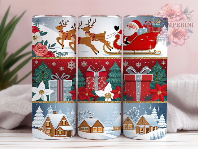Festive Santa Claus Christmas Tumbler, Festive Santa Wrap, Holiday Santa Sublimation, Jolly Christmas Cup, 20Oz Skinny Tumbler Wrap, Classic Santa Mug, Traditional Holiday Design Sublimation Li Zamperini 