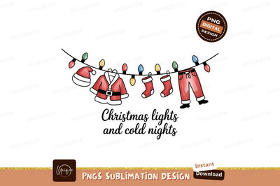 Festive Santa Clothes And Lights claus christmas Sublimation Designangry 