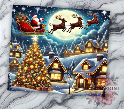 Festive Santa Reindeer Tumbler Wrap, Santa Reindeer Tumbler, Christmas Design, 20oz Wrap, Sublimation Design, Holiday Drinkware, Festive Cup, Winter Decor Sublimation Li Zamperini 