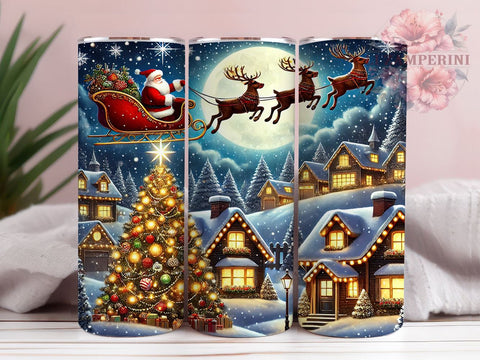 Festive Santa Reindeer Tumbler Wrap, Santa Reindeer Tumbler, Christmas Design, 20oz Wrap, Sublimation Design, Holiday Drinkware, Festive Cup, Winter Decor Sublimation Li Zamperini 