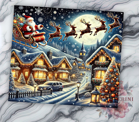 Festive Santa Reindeer Tumbler Wrap, Santa Reindeer Tumbler, Christmas Design, 20oz Wrap, Sublimation Design, Holiday Drinkware, Festive Cup, Winter Decor Sublimation Li Zamperini 