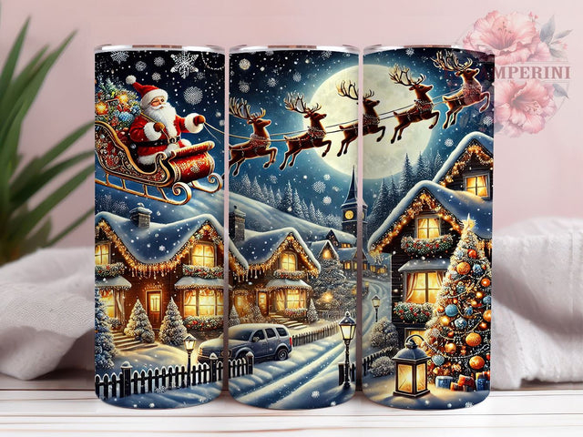 Festive Santa Reindeer Tumbler Wrap, Santa Reindeer Tumbler, Christmas Design, 20oz Wrap, Sublimation Design, Holiday Drinkware, Festive Cup, Winter Decor Sublimation Li Zamperini 