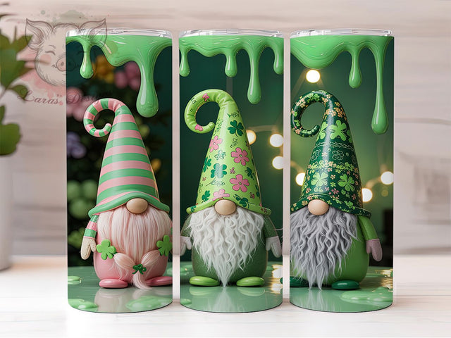 Festive Shamrock Gnome Tumbler, Lucky Gnome Tumbler, Stylish 20oz Wrap, Sublimation Design, Trendy Gift Idea, Shamrock Gnome Wrap, Festive St Patrick’s Tumbler Sublimation Lara' s Designs 
