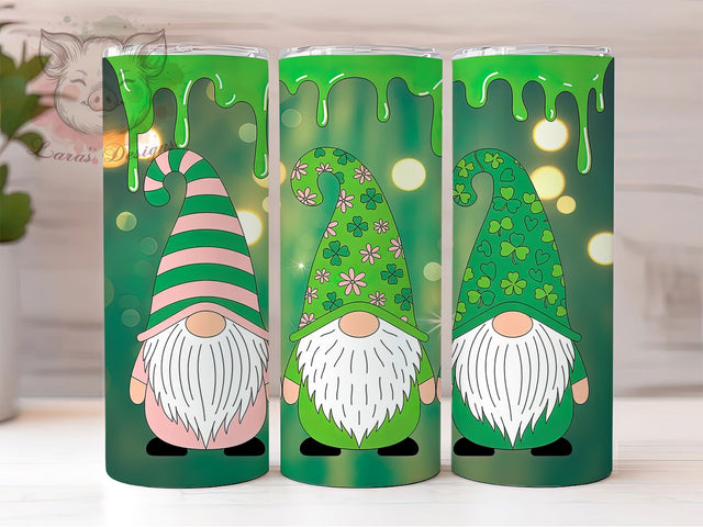 Festive Shamrock Gnome Tumbler, Lucky Gnome Tumbler, Stylish 20oz Wrap, Sublimation Design, Trendy Gift Idea, Shamrock Gnome Wrap, Festive St Patrick’s Tumbler Sublimation Lara' s Designs 