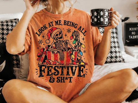 Festive Skeleton Funny Christmas PNG Art SVG DesignDestine 