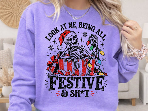 Festive Skeleton Funny Christmas PNG Art SVG DesignDestine 