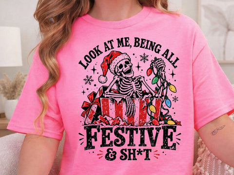 Festive Skeleton Funny Christmas PNG Art SVG DesignDestine 