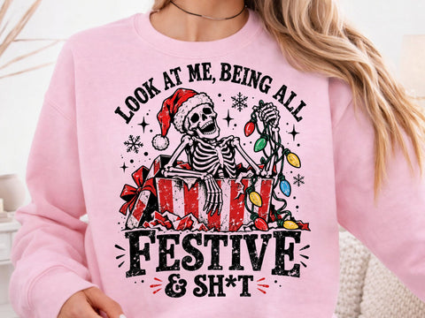 Festive Skeleton Funny Christmas PNG Art SVG DesignDestine 