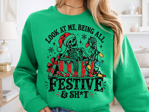 Festive Skeleton Funny Christmas PNG Art SVG DesignDestine 