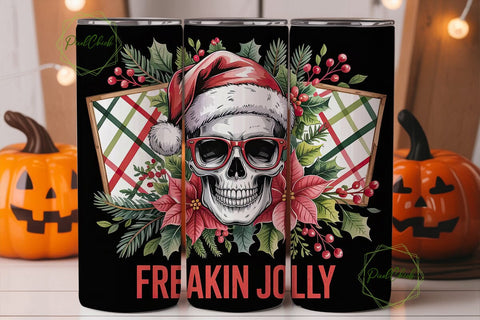 Festive Skull Christmas 20oz Tumbler Sublimation PixelChick 