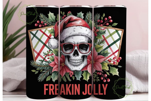 Festive Skull Christmas 20oz Tumbler Sublimation PixelChick 
