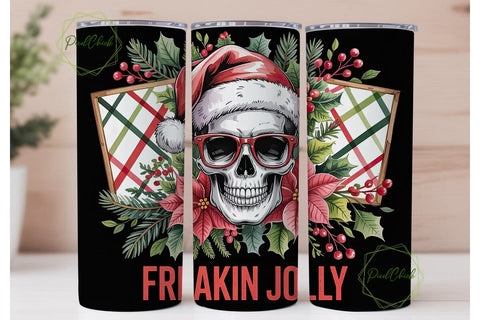 Festive Skull Christmas 20oz Tumbler Sublimation PixelChick 