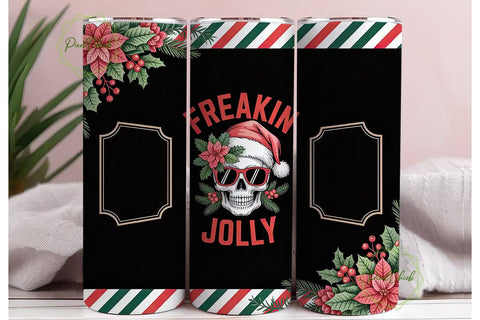 Festive Skull Christmas 20oz Tumbler Sublimation PixelChick 