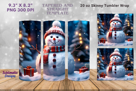 Festive Snowman 20 oz Skinny Wrap | 20 oz Skinny Tumbler Wrap Sublimation Christmas Design Sublimation Sublimatiz Designs 