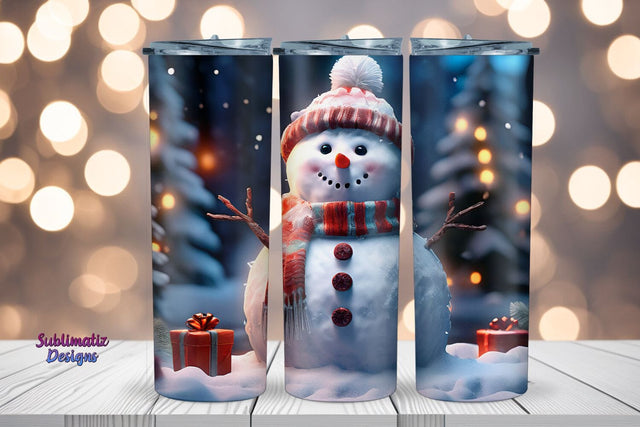 Festive Snowman 20 oz Skinny Wrap | 20 oz Skinny Tumbler Wrap Sublimation Christmas Design Sublimation Sublimatiz Designs 