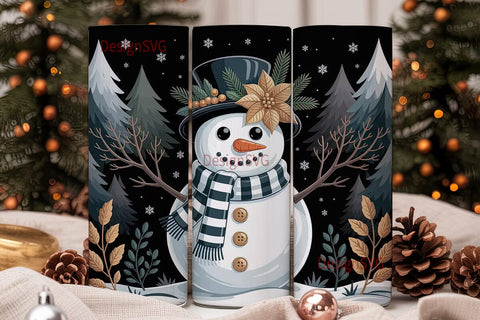 Festive Snowman 20oz Tumbler Wrap Sublimation DesignSVG 