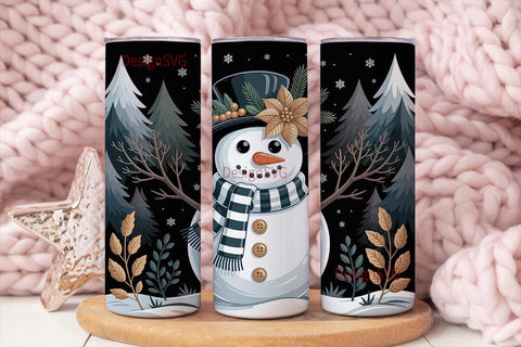 Festive Snowman 20oz Tumbler Wrap Sublimation DesignSVG 