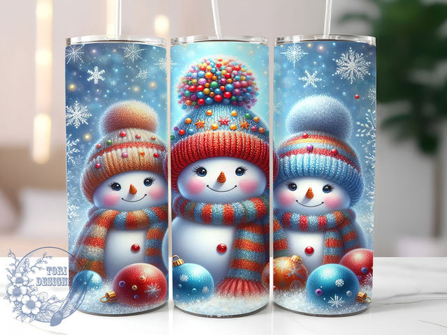 Festive Snowman Christmas Tumbler, Christmas Wrap, Holiday Design, Winter Sublimation, 20oz Tumbler, Festive Pattern, Xmas Gift Sublimation ToriDesigns 