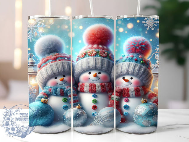 Festive Snowman Christmas Tumbler, Christmas Wrap, Holiday Design, Winter Sublimation, 20oz Tumbler, Festive Pattern, Xmas Gift Sublimation ToriDesigns 