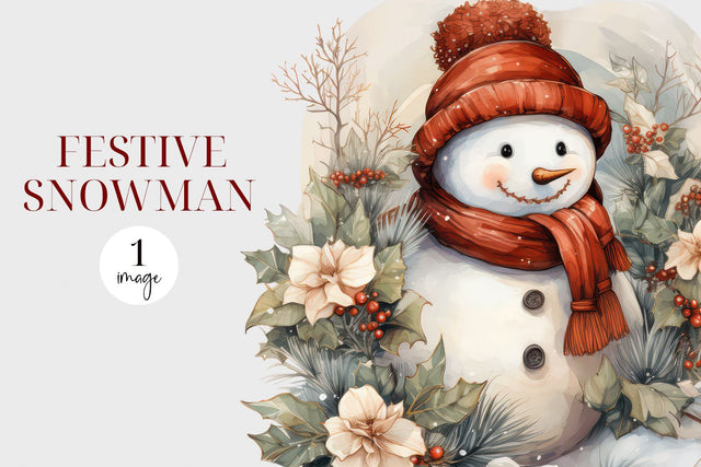Festive Snowman Clipart - Snowman Sublimation Sublimation BijouBay 