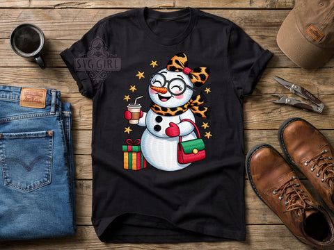 Festive Snowman Pose T-Shirt PNG, Snowman Pose, Festive Style, Holiday Vibes, Christmas Fashion, Sublimation PNG, Statement Shirt, Winter Apparel Sublimation SvggirlplusArt 