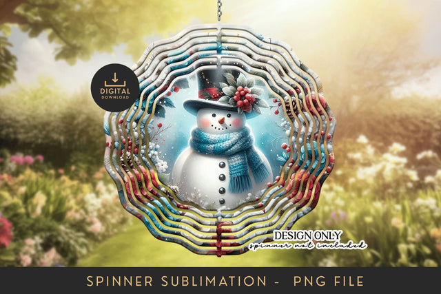 Festive Snowman Wind Spinner PNG Sublimation Design Sublimation BijouBay 