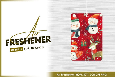 Festive Snowmen Reindeer and Gift Box on Red Christmas Background Illustration Sublimation Regulrcrative 