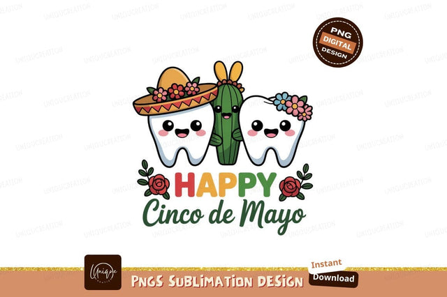 Festive teeth and cactus celebrating cinco de mayo Sublimation Designangry 