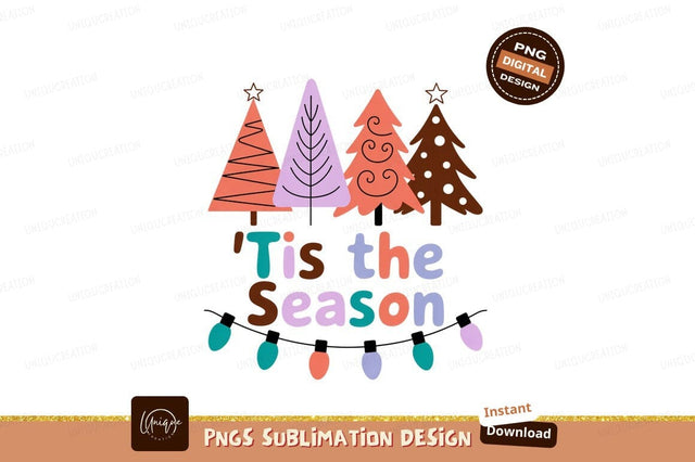 Festive trees and holiday greeting Christmas season Sublimation Designangry 