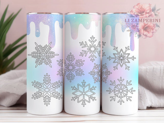 Festive White Snowflake Christmas Tumbler, Holiday Wrap Design, 20oz Tumbler Sublimation, Festive Winter Tumbler, Elegant Snowflake Wrap, Red & White Christmas Tumbler, Seasonal Glitter Sublimation Sublimation Li Zamperini 