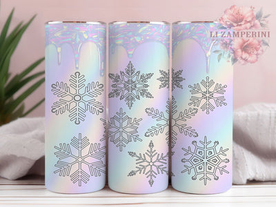 Festive White Snowflake Christmas Tumbler, Holiday Wrap Design, 20oz Tumbler Sublimation, Festive Winter Tumbler, Elegant Snowflake Wrap, Red & White Christmas Tumbler, Seasonal Glitter Sublimation Sublimation Li Zamperini 