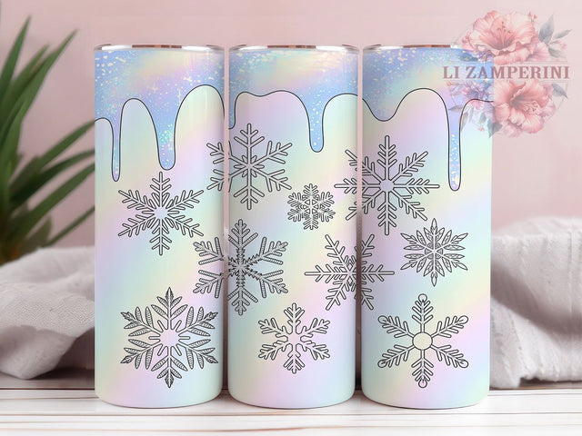 Festive White Snowflake Christmas Tumbler, Holiday Wrap Design, 20oz Tumbler Sublimation, Festive Winter Tumbler, Elegant Snowflake Wrap, Red & White Christmas Tumbler, Seasonal Glitter Sublimation Sublimation Li Zamperini 
