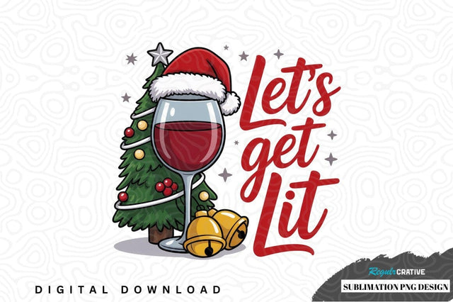 Festive wine glass with christmas tree and bells sublimation png design Sublimation Regulrcrative 