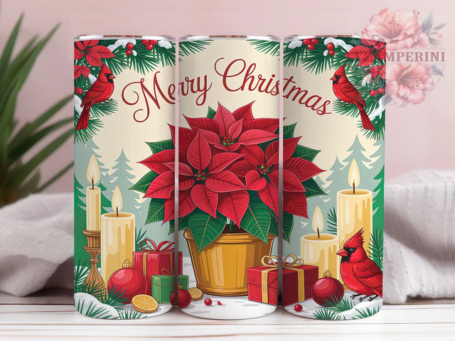 Festive Winter Cardinal Tumbler, Bright Cardinal Design, Christmas Bird Pattern, 20Oz Sublimation Wrap, Festive Cardinal Art, Snowy Holiday Texture, Tumbler Sublimation Sublimation Li Zamperini 