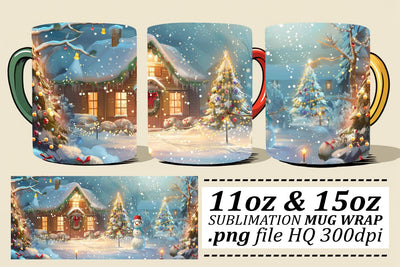 Festive Winter Christmas Mug Wrap Sublimation - Fits 11oz & 15oz Mugs Sublimation afrosvg 