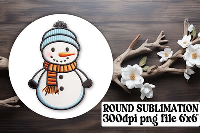 Festive Winter Joy 3D Embroidered Christmas Round Ornament Set Sublimation afrosvg 
