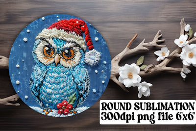 Festive Winter Owl Circle for Keychain Sublimation afrosvg 