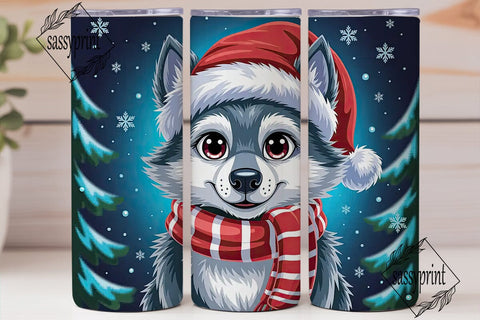 Festive Winter Pup 20oz Tumbler Wrap Sublimation sassyprint 