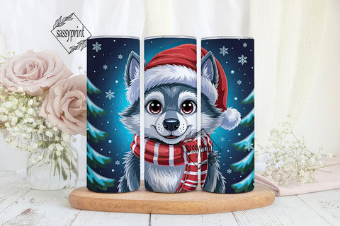 Festive Winter Pup 20oz Tumbler Wrap Sublimation sassyprint 