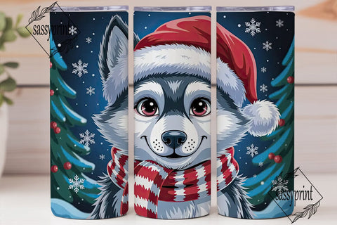 Festive Winter Pup 20oz Tumbler Wrap Sublimation sassyprint 