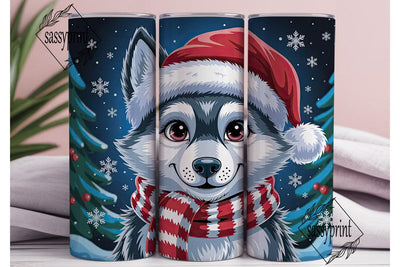 Festive Winter Pup 20oz Tumbler Wrap Sublimation sassyprint 